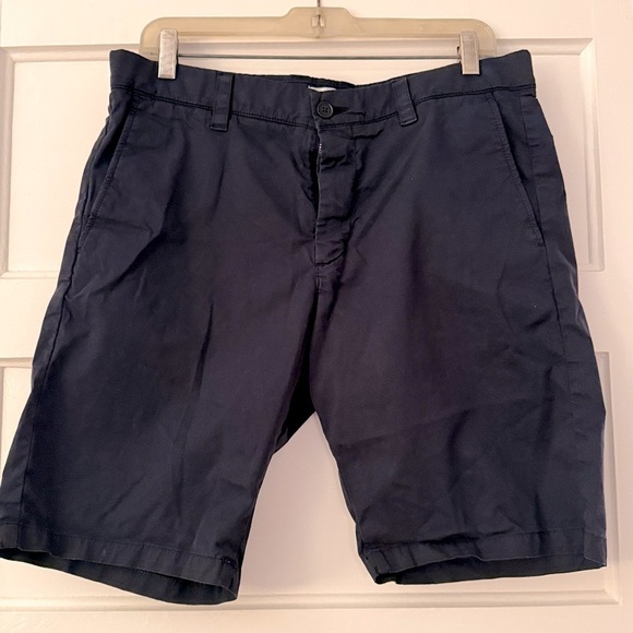 NN07 Crown 1004 Straight-Leg Brushed Organic Cotton Navy Blue Twill Shorts 32 - Picture 5 of 9